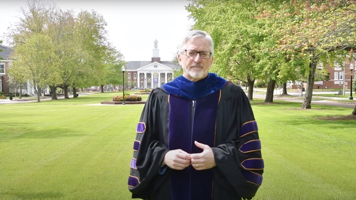 Tennessee Tech president Phil Oldham speaks to the class of 2020 during a live video celebration on Saturday.