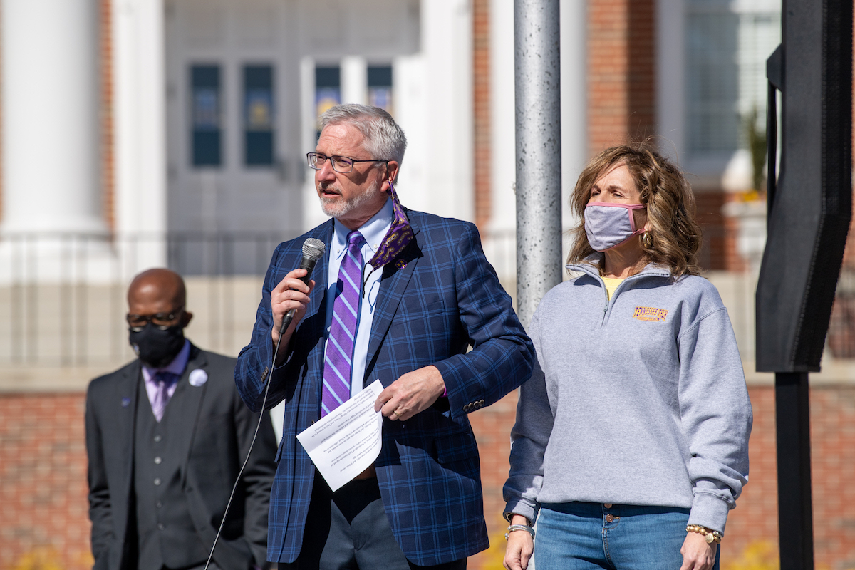 A ceremony was held Wednesday morning on Centennial Plaza where students, faculty and staff gathered to listen to various speakers recant that fateful day, give thanks and discuss the reaction and response campus had to the tornado.