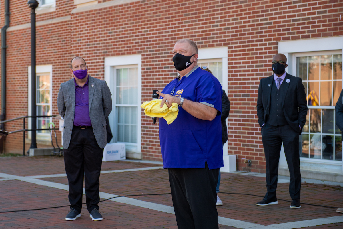 A ceremony was held Wednesday morning on Centennial Plaza where students, faculty and staff gathered to listen to various speakers recant that fateful day, give thanks and discuss the reaction and response campus had to the tornado.