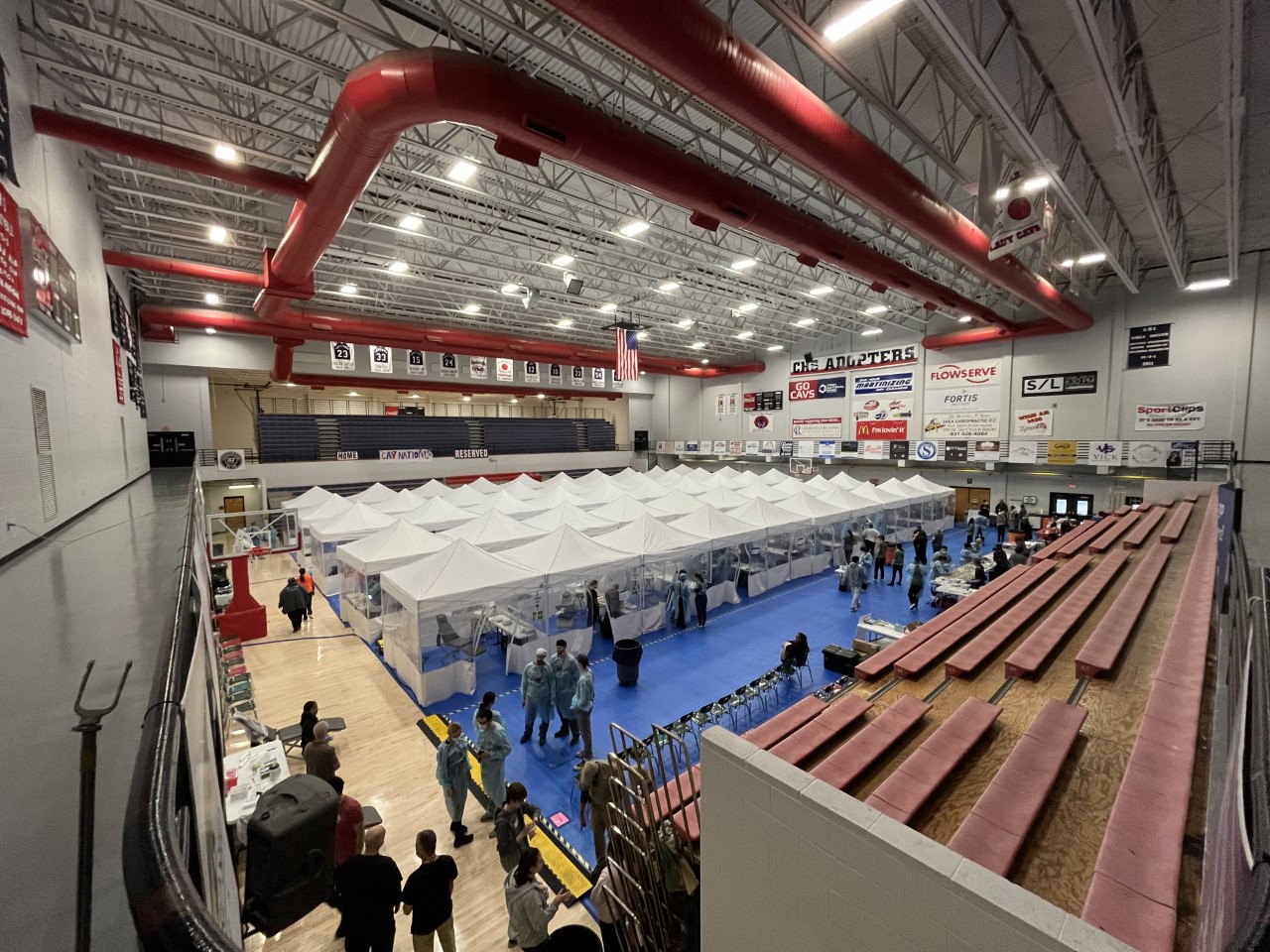 50 tents are set up inside the RAM clinic for individuals to receive dental care.