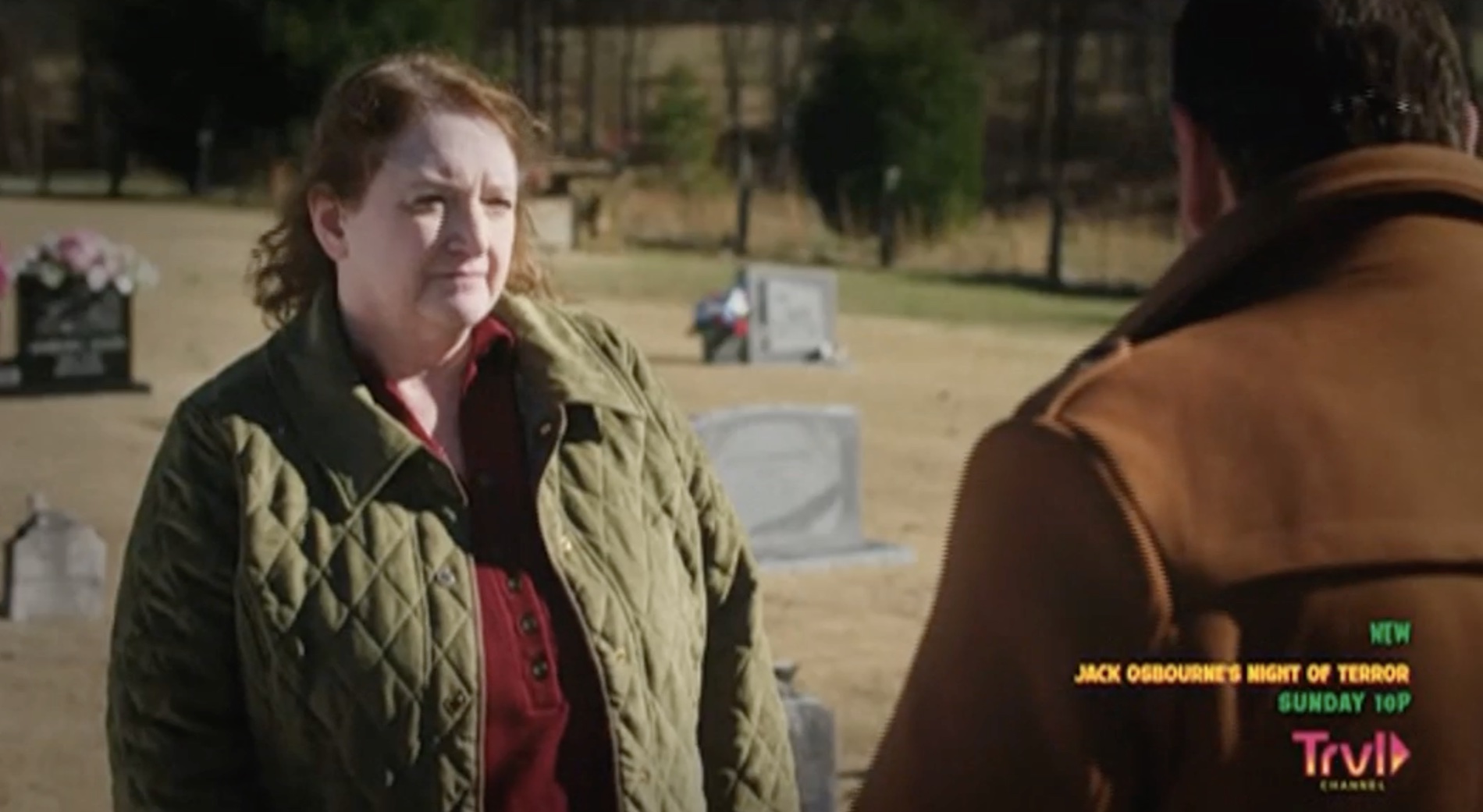Tech associate professor of history Paula Hinton speaks with show co-host and former NYPD homicide detective Steve DiSchiavi on location at Lantana Cemetery in Crossville on a recent episode of “The Dead Files.” 