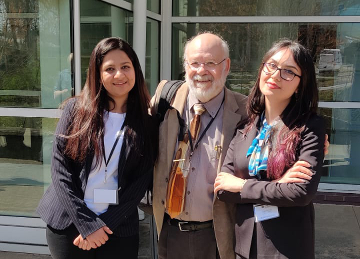 From left, student Hoda Ross, Tech professor Pedro Arce, and student Priyanka Mahajan  