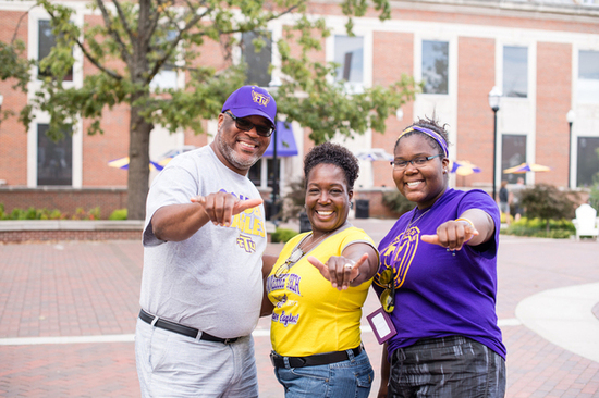 family on centennial plaza