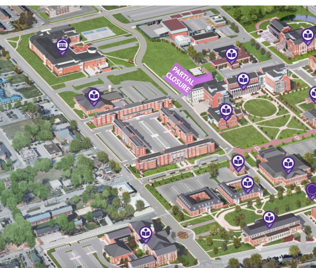 Southwest Hall Green Lot Closure Map