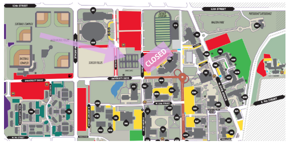 map of Summer parking lot closures