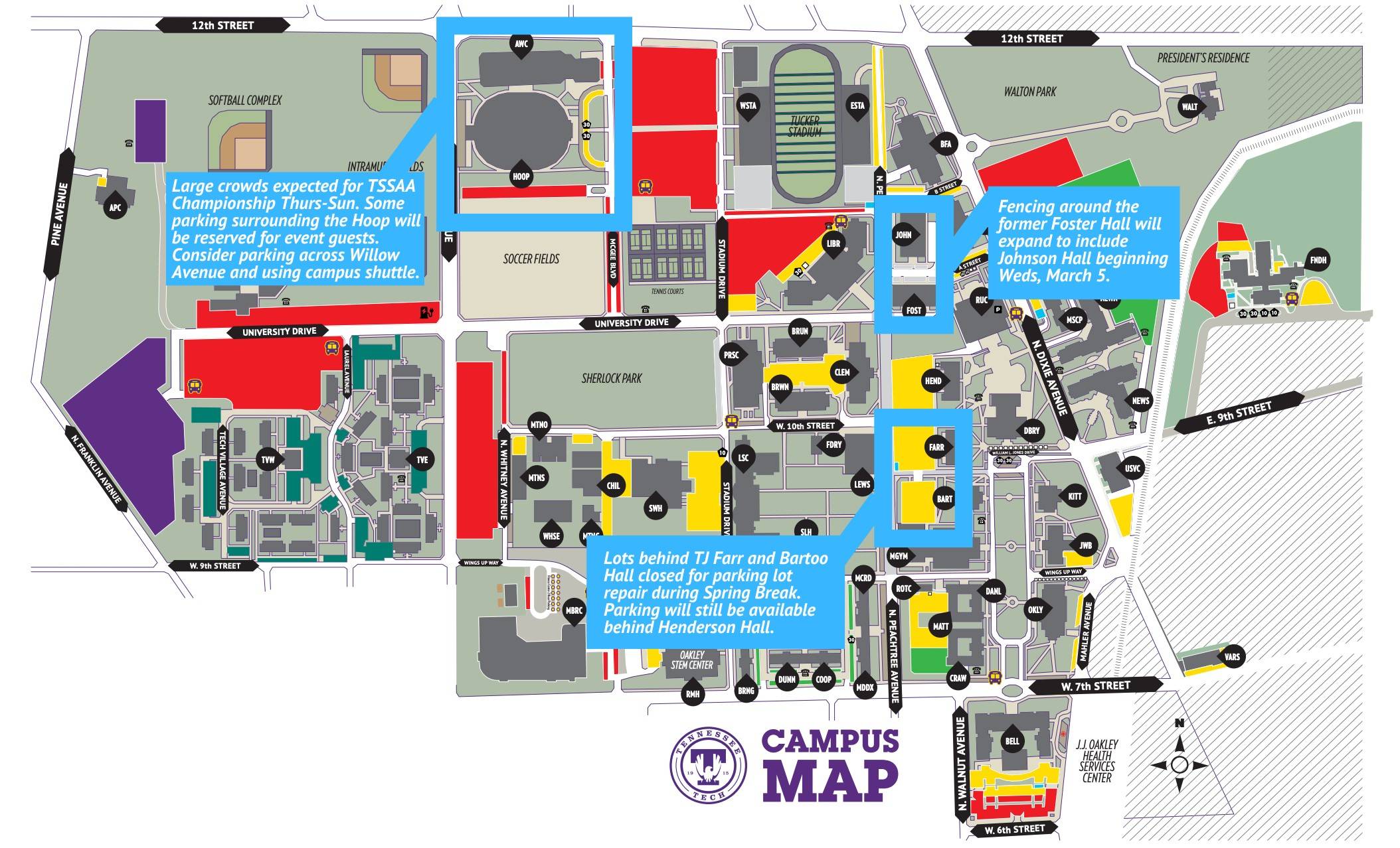 Tempoary Campus Parking and Construction Changes