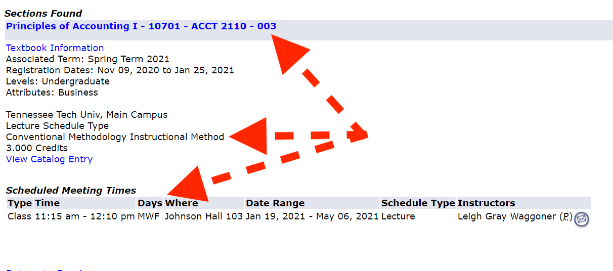 Example of what a conventional course looks like in Eagle Online.