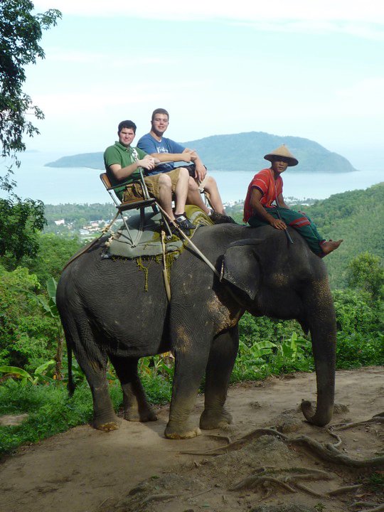 Zach on elephant