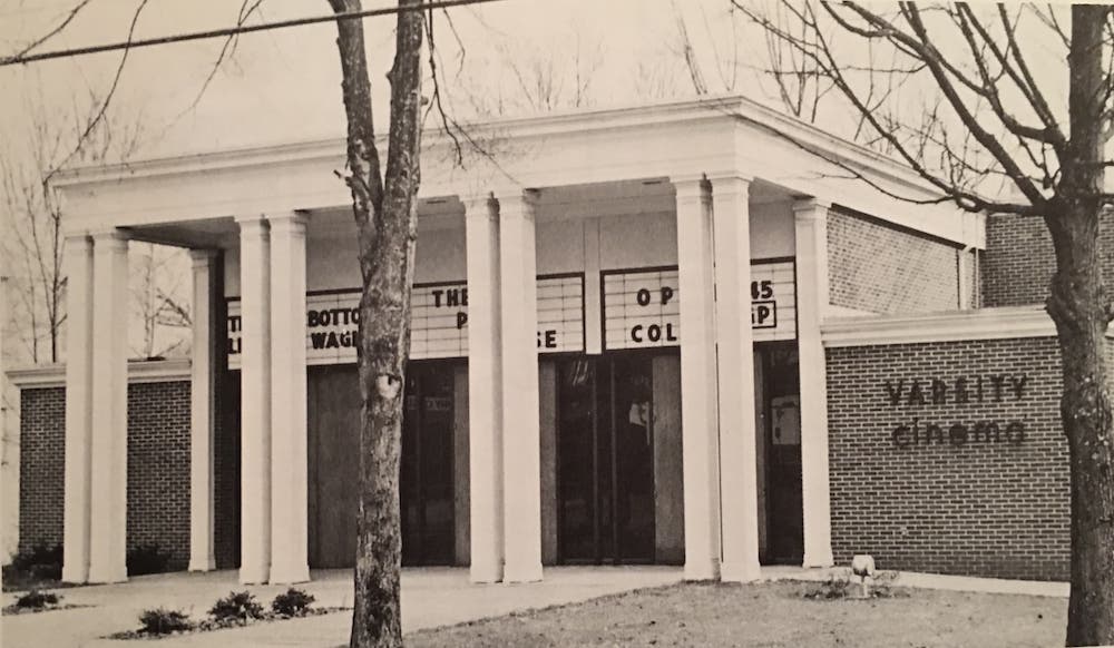 Image of the outside of Varsity Cinema circa 1982