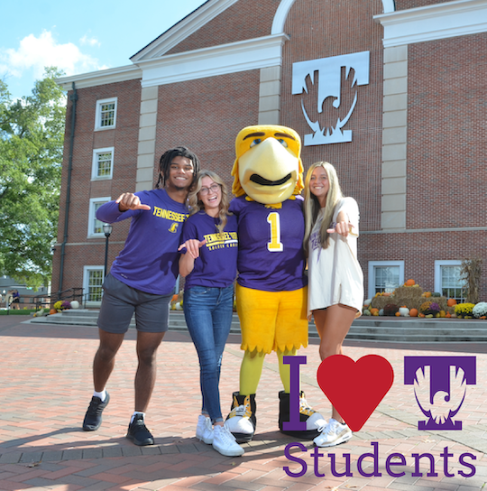 students in Centennial Plaza with Awesome