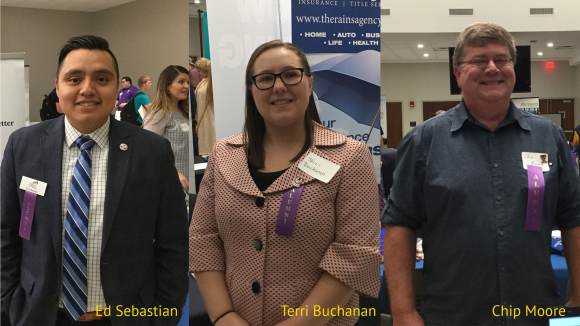 career fair alumni Ed Sebastian, Terri Buchanan, and Chip Moore