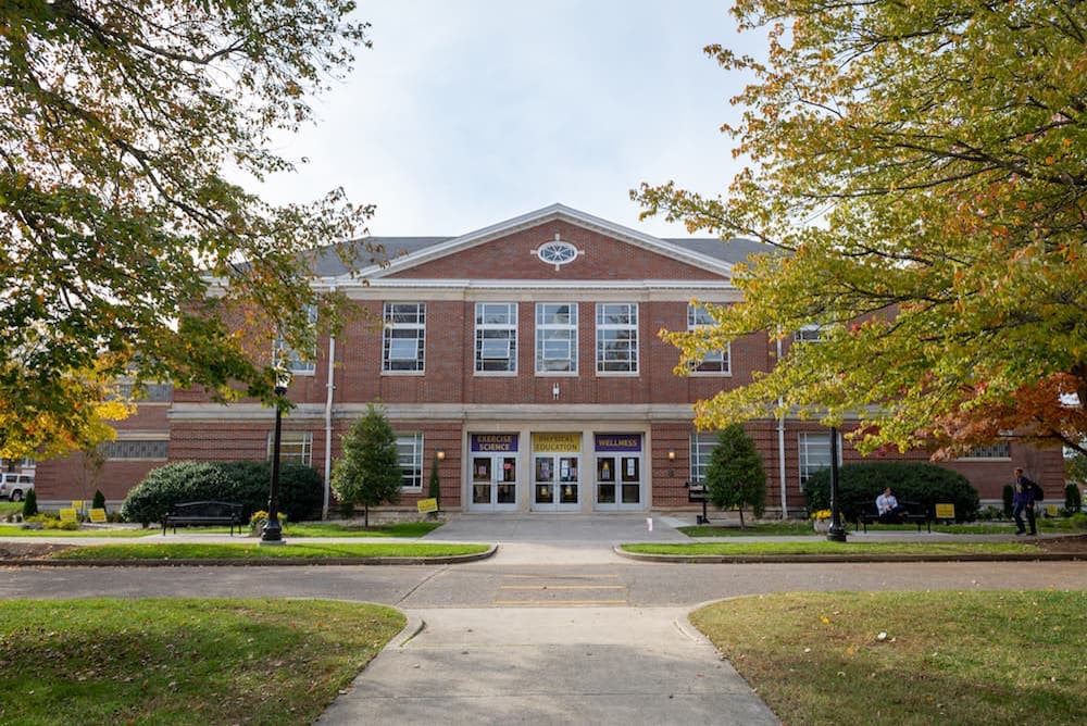 the facade of Memorial Gym