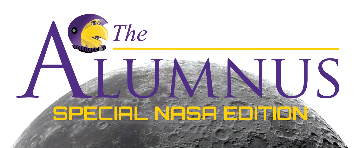 NASA Special Edition - The Alumnus graphic with Awesome in a purple space helmet