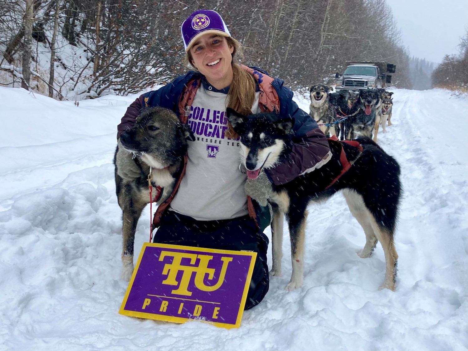 Jennifer LaBar with her sled dog team.