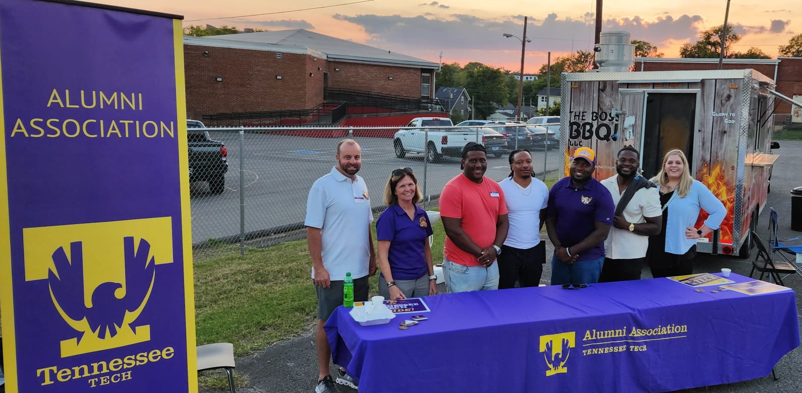 Attendees of the game at the tailgate