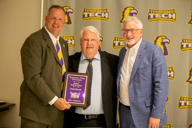 Mark Wilson, Frank Harrell, and President Phil Oldham