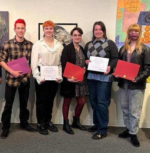 This is a group picture of the Women's Center Exhibition Award winners.